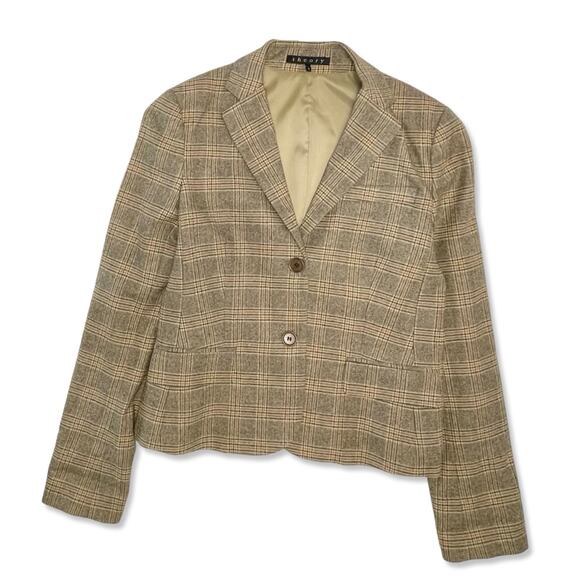Theory Wool Plaid Blazer Jacket Size 6 | Cropped Preppy Y2K Fall - Picture 6 of 12
